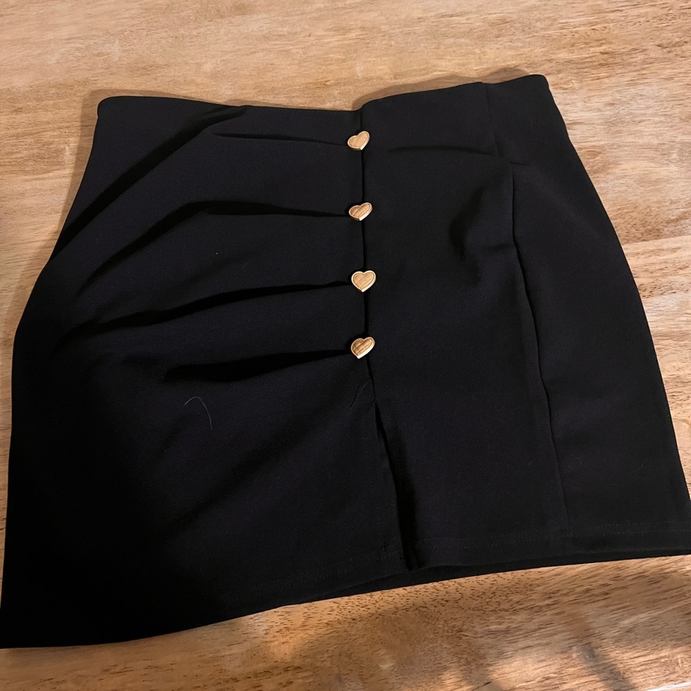 Black Skirt with Heart Buttons